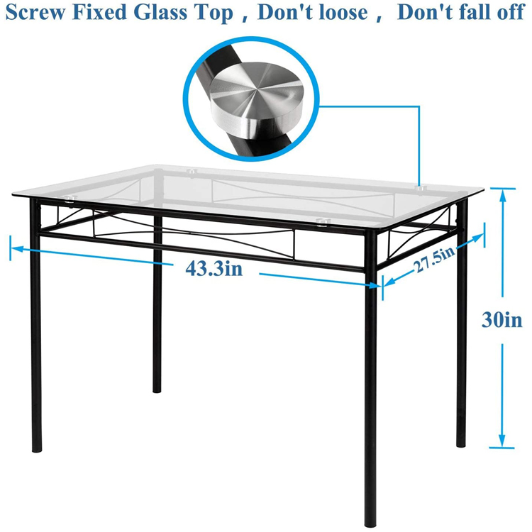 ODM Home Furniture Dining Room Sets Rectangle Glass Dining Table And 4 Chairs Set