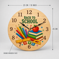 Horloge murale en bois imprimée aux couleurs vives 25x25cm, motif festif sans bordure, horloge ronde suspendue, décoration intérieure, vente en gros, personnalisable