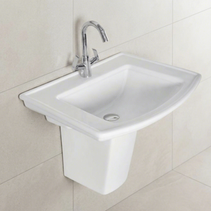 Meilleures ventes : Ensemble lavabo demi-pied carré en céramique blanche avec meuble pour centre commercial - Product Image 3