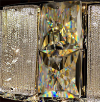 Lustre long en cristal émaillé de luxe, lampe suspendue pour salle à manger, comptoir de bar, lustre en verre moderne, villa, salon, lumière LED créative en forme de ligne