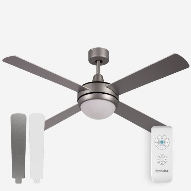UNIVERSALBLUE 3052X Modern 132 cm Stainless Steel Ceiling Fan Light Remote Control for Outdoor Hotels Households Spain