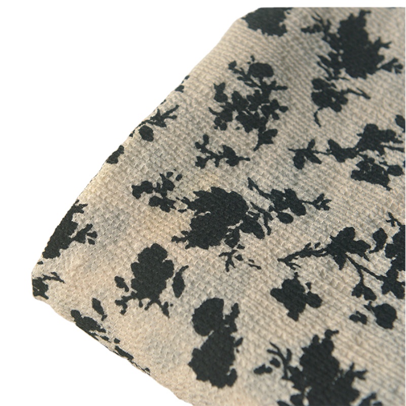 Rice bottom black flower branch dark weave lattice Chiffon summer dress shirt sun protection top scarf dress Chiffon Fabric