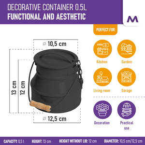 Bote de cubo de almacenamiento multifuncional con tapa y asa de transporte 500 ml-Contenedor de jarra decorativo de chapa de acero vintage - Product Image 2