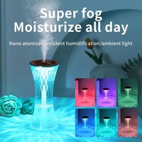 Humidificateur d'air à lumière ambiante tactile en verre chaud, veilleuse, verre transparent, rose, diamants 3D, cristal, lampe de table LED