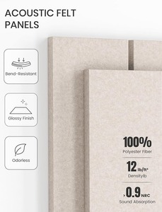 Panel Acústico de Fieltro, Tablero de Absorción de Sonido de Fibra de Poliéster, Acabado Brillante, Resistente a la Flexión, Inodoro, para Revestimiento de Paredes - Product Image 1