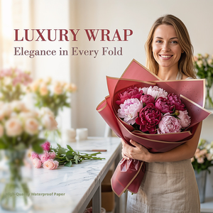 Papier d'emballage floral mat effet gelée avec bordure dorée, film d'emballage imperméable pour bouquets, feuille pour décoration de cadeaux floraux, vente en gros - Product Image 4