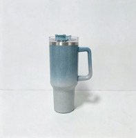 Gobelet isotherme en acier inoxydable de 40 oz avec couvercle rotatif bidirectionnel et paille, grande capacité, pour les voyages