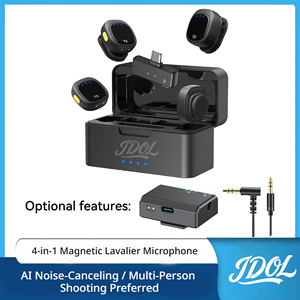 Micrófono Lavalier Inalámbrico de 2.4GHz con Reducción de Ruido AI, 4 Micrófonos, Kit de Equipo para <span class=keywords><strong>Podcast</strong></span> y Vlogging para Teléfono - Product Image 1