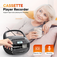 Lecteur de CD rétro avec BT USB Radio FM/AM Enregistreur de cassettes pour étudiants Lecteur de disques portable