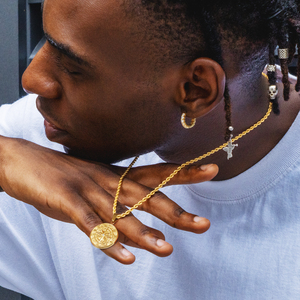 Boussole Lion ST CHRISTOPHE Jésus Femmes Bijoux Charme Corde Chaîne 18K Réel Plaqué Or En Acier Inoxydable Hommes Pièce Pendentif Collier - Product Image 6