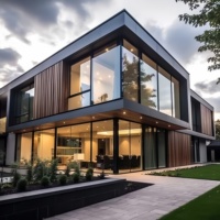 Ventanas panorámicas modernas personalizadas, puertas, vidrio templado negro, ventana de imagen fija de aluminio, estilo americano, venta con recubrimiento en polvo