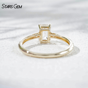 Bague de fiançailles classique unisexe StarsGem en or massif 10 carats avec diamant de laboratoire taille émeraude 1,0 ct DEF VS, plaqué rhodium - Product Image 5