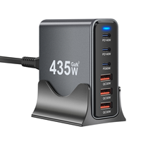 Cargador de Escritorio de Alta Potencia con 6 Puertos, 435W, GaN III, Multi PD QC, USB-C, USB-A, Carga Rápida