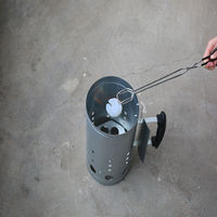 Outil de barbecue pliant en acier inoxydable, baril d'allumage de charbon de bois pour barbecue en plein air
