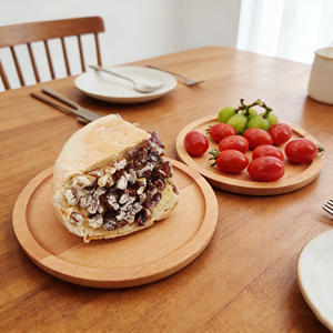 Bandeja Redonda de Madera de Haya, Plato Pequeño para Cena, Plato de Madera para el Hogar, Bandeja de Madera Maciza para Aperitivos y Pasteles - Product Image 5