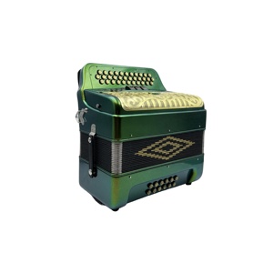 SEASOUND Accordéon Diatonique Professionnel OEM 34 Boutons <span class=keywords><strong>12</strong></span> <span class=keywords><strong>Basses</strong></span> 3 Registers JB3412C Corps Orange Vert Bois Portable Grille Dorée - Product Image 4