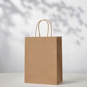 Wholesale Eco Reusable <b>Biodegradable</b> Carry Craft Boutique Gift Shopping Packaging Pink Brown Kraft <b>Paper</b> Bag - Product Image 2
