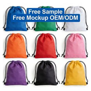 210D 420D Eco Polyester Silk-screen Printed Customized Color & Design <b>Drawstring</b> <b>Backpack</b> Promotional Sport Blank Bag - Product Image 3