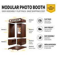 Photomaton modulaire en bois, structure portable, emballage plat, montage facile, impression instantanée, faible coût de transport