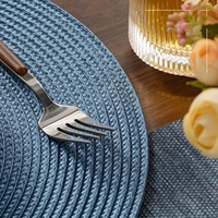 Ensemble de 6 sets de table ronds tressés pour tables à manger, tissés, lavables, antidérapants