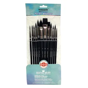 New Arrival 12 Style Shape Nylon Hair Artist Painting Brushes 12Piece/Set Flat Watercolor Oil Paint Brush