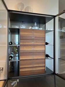 <span class=keywords><strong>Meuble</strong></span> Bar Vitrine de Luxe avec Cadre en Aluminium | Cave à <span class=keywords><strong>Vin</strong></span> Moderne & Rangement Vitré pour Salon de Villa - Product Image 3