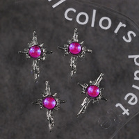 Nouvelles décorations pour ongles en alliage, style punk, avec strass, motifs soleil, croix et étoile à 4 branches, en 3D