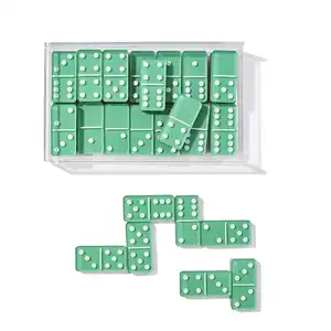 Custom Colour Dominoes With Logo Two-toned Acrylic Green Double 6 6 Acrylic Dominoes Set