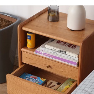 Cherry Wood Solid Wood Nightstand Nordic Style Bedroom Storage Cabinet Small Apartment Modern <b>Bedside</b> Table - Product Image 4