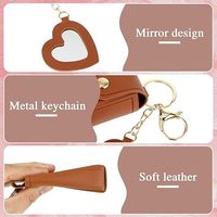 Portable voyage coeur fleur rond maquillage miroir porte-clés en cuir Pu Compact Mini maquillage miroirs porte-clés pour dame fille fête