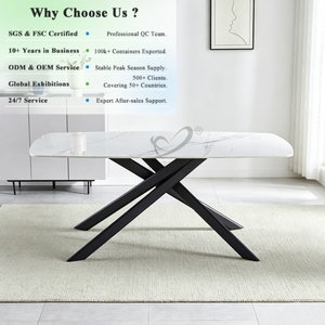 Mesa de Comedor de Cerámica de Lujo OKAY Furniture para 6 Personas, con Patas de Acero al Carbono y Piedra Sinterizada, Venta al Por Mayor - Product Image 1