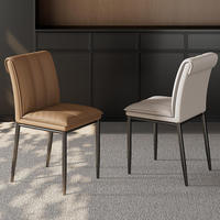 Chaise de salle à manger en cuir de luxe italien pour la maison, chaise à dossier moderne et simple pour hôtel et usage commercial