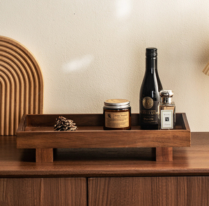 <span class=keywords><strong>Plateau</strong></span> de service rectangulaire <span class=keywords><strong>avec</strong></span> pieds en bois massif, idéal pour le petit-déjeuner, les boissons et le rangement dans la salle de bain. - Product Image 4
