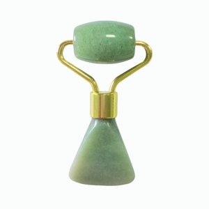 Rouleau de massage Gua Sha en aventurine verte en gros, mini-outil de beauté combiné pour apaiser les yeux, lifter le visage et prendre soin de la peau - Product Image 2