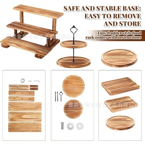 Soporte rectangular de madera para postres, color quemado, vajilla reutilizable para fiestas, para exhibición en buffet. - Product Image 5