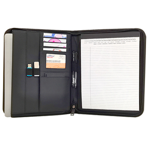 Modernqiu Tùy Chỉnh A4 Kích Thước PU Da Kinh Doanh <span class=keywords><strong>Padfolio</strong></span> Chất Lượng Cao Zippered Phỏng Vấn Danh Mục Đầu Tư Da Thư Mục - Product Image 4
