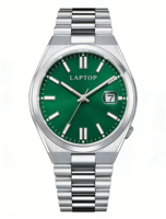 Montre à quartz pour homme 41,5 mm avec verre saphir, acier inoxydable, affichage de la date, aiguilles lumineuses, 5 ATM, montre de style professionnel
