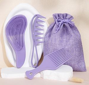 Ensemble de 3 brosses démêlantes et peignes coiffants en plastique <span class=keywords><strong>pour</strong></span> <span class=keywords><strong>cheveux</strong></span> <span class=keywords><strong>afro</strong></span>, usage professionnel en salon, OEM - Product Image 6