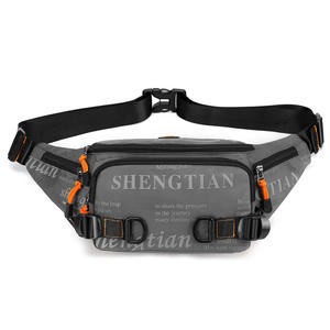 Sac de poitrine pour homme Shengtian, sac banane en nylon multifonctionnel pour sports de plein air et cyclisme, motif lettres, gris, noir, bleu foncé - Product Image 3