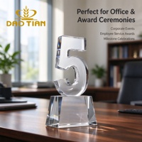 Plaque Numérique Personnalisée en Cristal pour Anniversaire 5, 10, 20, 50 Ans, Récompense Tournant de Route, Logo Gravé, Date, Cadeau d'Affaires, Vente en Gros