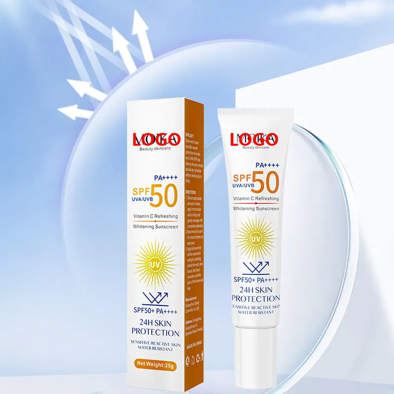 Protetor solar hidratante anti-suor para clareamento orgânico OEM ODM, protetor solar natural refrescante e anti-gordorante para a pele, FPS50 +++