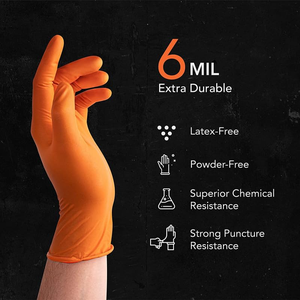 Disposable Orange Disposable Diamond Powder Free Nitrile Gloves Oil Resistant Heavy Duty Diamond Nitrile Gloves - Product Image 2