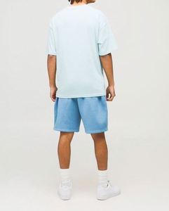 Ensemble T-shirt et short bleu surdimensionné avec appliqué croix, 2 pièces, survêtement homme, survêtements avec logo 3D pour homme - Product Image 2