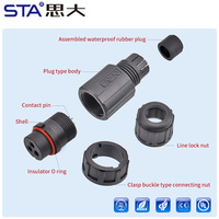 Conector de Alimentación y Señal Tipo Bayoneta Tamaño C 13/16 27UNS, Impermeable IP67, 2 3 4 5 6 7 8 9 12 14 18 Pines, Cable de PVC de 1M 2M 5M
