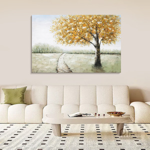 Grande Dipinto a Olio Fatto a Mano con Albero della Fortuna Autunnale, Paesaggio di Lusso, Quadro da Parete per Arredamento Soggiorno - Product Image 2