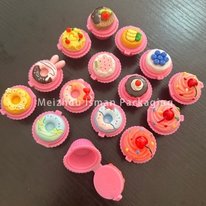 ISMAN Mini mignon noël rose cosmétique tasse gâteau boîtier en plastique pot fantaisie baume à lèvres gommage conteneur emballage 2g <span class=keywords><strong>pour</strong></span> enfants et filles - Product Image 3