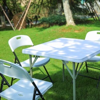 Table pliante de pique-nique 34 pouces, 4 places, carrée, en plastique, bon marché, pour événement, fête, dîner