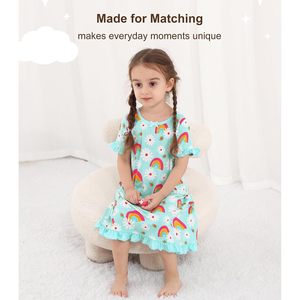 DREAMHALO Toddler Girls <b>Dress</b> Short Sleeve A Line Rainbow Daisy Print Summer Casual Wear 2-6Y - Product Image 2