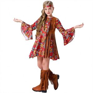 Costume de fête d'Halloween pour enfant, rétro années 60-70, franges, style hippie - Product Image 3