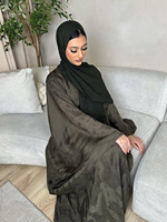 Abaya arabe L-231 avec hijab, longue robe à manches longues à motif floral, robe modeste pour femmes pour tous les jours et les occasions de mariage